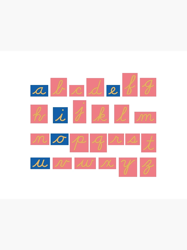 Montessori Sandpaper Letters Cursive Alphabet Tiles montessori-sandpaper-letters-cursive-alphabet-tiles-art-board-print-for-sale-by-designbycarre-redbubble