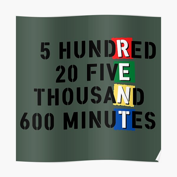 5 Hundred 20 Five Thousand 600 Minutes Poster For Sale By Dmbdana 5-hundred-20-five-thousand-600-minutes-poster-for-sale-by-dmbdana