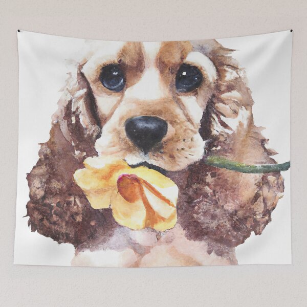Aperçu de l'œuvre Cocker Spaniel Chiot Flower Power 1 créée et vendue par DiscoGypsyFish.