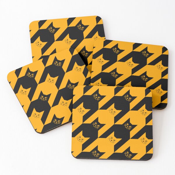 Item preview, Halloween Catstooth Black and Orange Cat Houndstooth Pattern designed and sold by Julie Erin Designs.