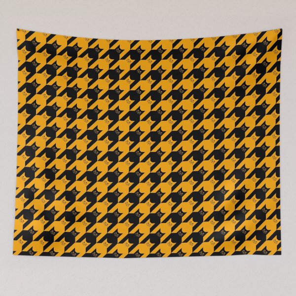 Item preview, Halloween Catstooth Black and Orange Cat Houndstooth Pattern designed and sold by Julie Erin Designs.