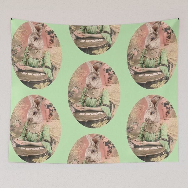 Item preview, Go Ask Alice White Rabbit pink and mint designed and sold by sandpaperdaisy.