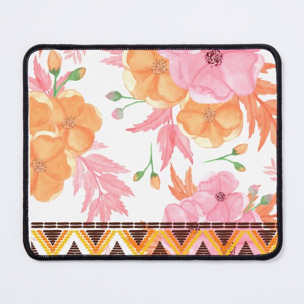 Item preview, Orange & pink flowers, tribal trim seamless designed and sold by PalomaHealing24.