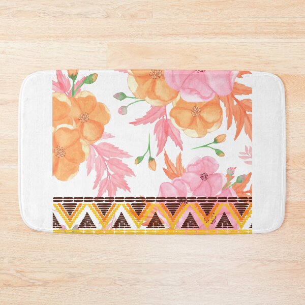 Item preview, Orange & pink flowers, tribal trim seamless designed and sold by PalomaHealing24.