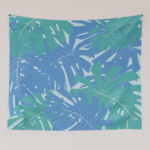 Item preview, Blue Tropical Leaves - Coastal Grandmother Vibe designed and sold by AnAwkwardOtter.