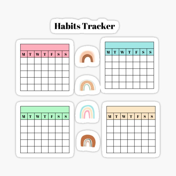 Colorful Habit Trackers for Bullet Journals Sticker for Sale by lucypooki