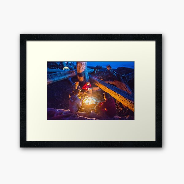 Camping with Friends - Rialto Beach, Washington Framed Art Print