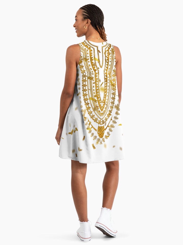 Dashiki Wakandan Gold Black Panther (2018) A-Line Dress