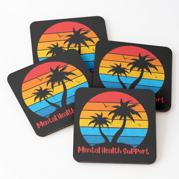 Item preview, Mental Health Support - Retro Palm Tree Sunset,  Good Vibes, Self Love  designed and sold by Sun Sand & Sea Art.