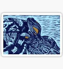 Best Friends Turtles Linocut (c) Sticker