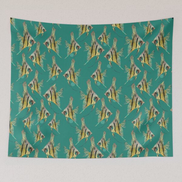 Item preview, Angelfish swimming in the Great Teal Blue Loveliness designed and sold by ginaisarty.