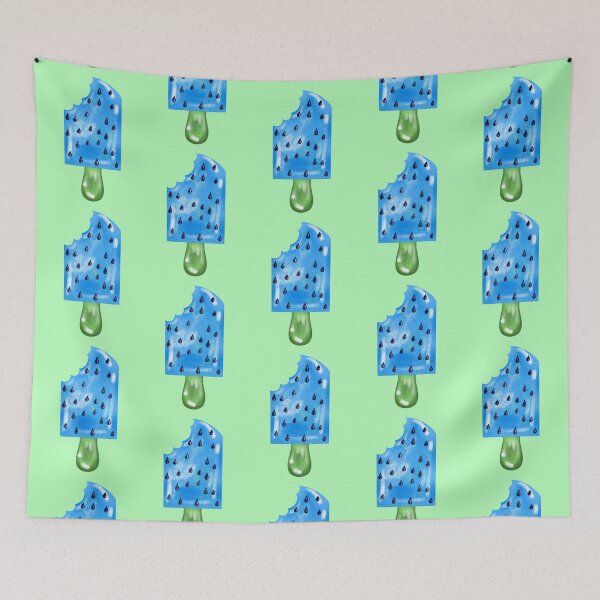 Item preview, Blue Watermelon Popsicle With Green Background  designed and sold by missmann.