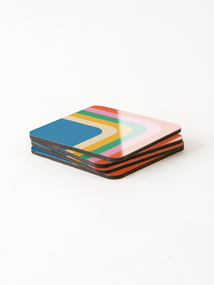 Thumbnail 4 of 5, Coasters (Set of 4), Retro Colorful Abstract Geometric Pattern designed and sold by ind3finite.