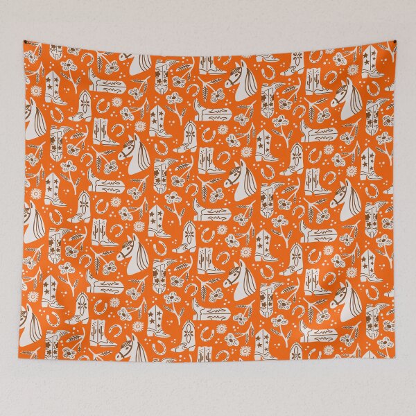 Item preview, Cowgirl Pattern in Retro Orange  designed and sold by cindytomczyklee.