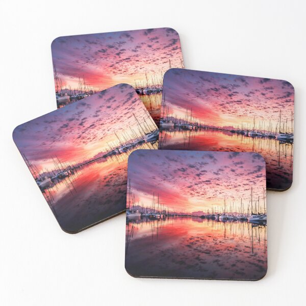 Item preview, MARITIME #3 - Red Sunset and Speckled Clouds Reflected at Marina designed and sold by DEL-Productions.
