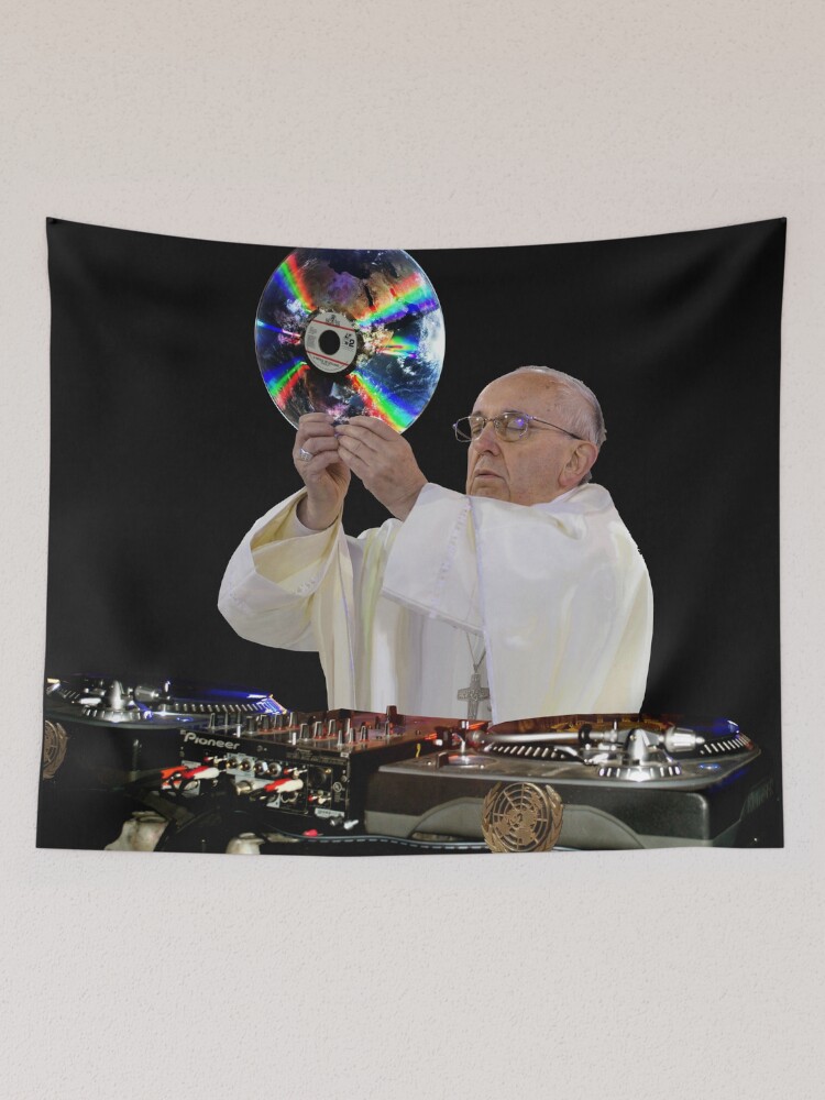 Thumbnail 2 of 3, Tapestry, DJ Earth Pope Francis, EDM Holy Father designed and sold by worn.