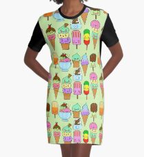 Summer Ice Cream Graphic T-Shirt Dress
