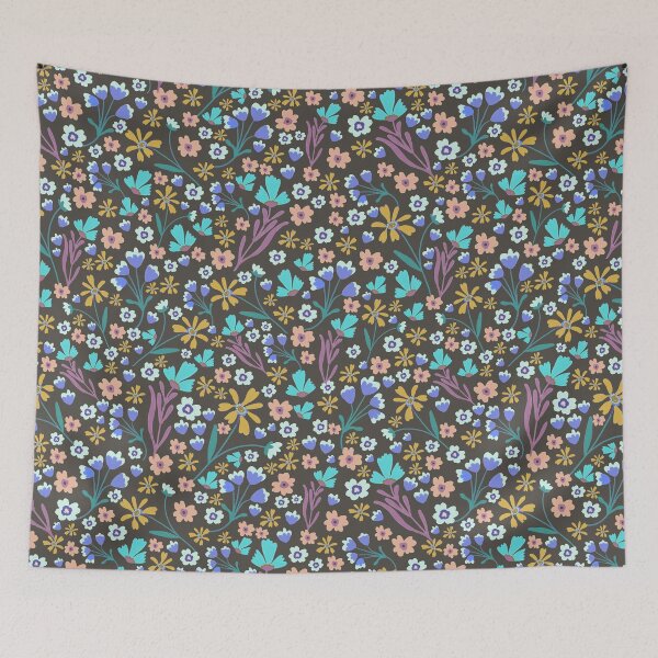 Item preview, Folk Floral - 70s Multi Gray designed and sold by KBurnsArt.