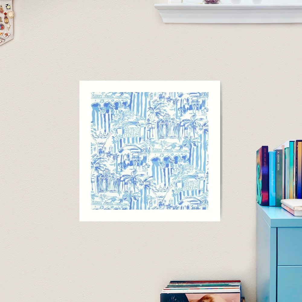 Blue preppy wallpaper print Art Print for Sale by KristenST