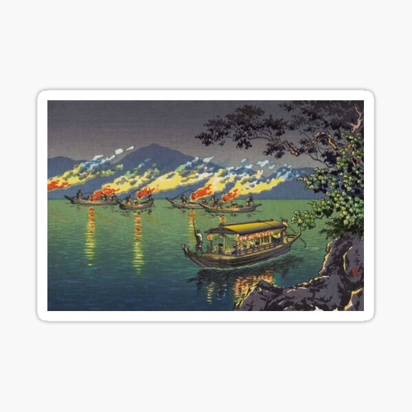 Item preview, Nagaragawa Cormorant Fishing by Tsuchiya Koitsu designed and sold by Takeda-art.