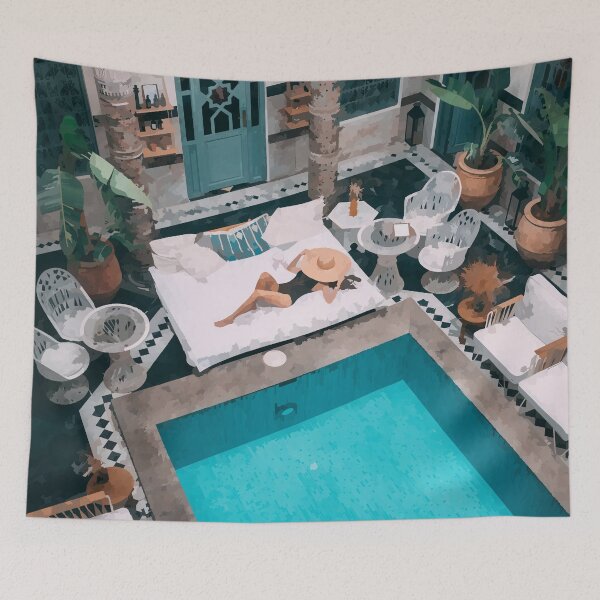 Item preview, Junto a la piscina en Marrakech - Estilo acuarela designed and sold by WWWC2288.
