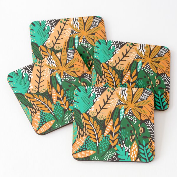 Item preview, Tropical Green And Orange Modern Contemporary Leaves Pattern designed and sold by DEC02.