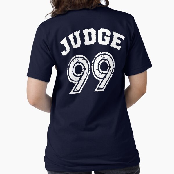Vista previa del artículo con la obra «Juez 99, viene el día del juicio final Camisa Azul Marino Béisbol de Nueva York - ¡Soy un gran fanático!», diseñado y vendido por MeriemStore.