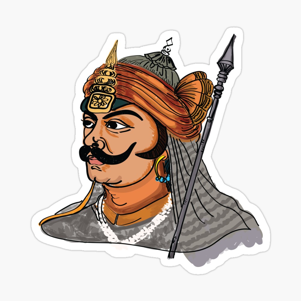 Indian wedding card clip art of Lord Maharana Pratap Indian ancient king  of Mevad black and white clip art illustration Indian king black and white  line drawing illustration Stock 벡터  Adobe