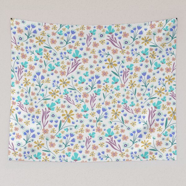 Item preview, Folk Floral - 70s Multi White designed and sold by KBurnsArt.
