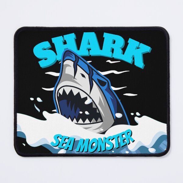 Item preview, shark sea monster, illustration of wild shark coming to the surface and passing through the waves of the sea. designed and sold by Malogue.