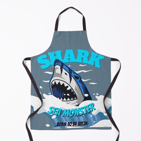 Item preview, shark sea monster, illustration of wild shark coming to the surface and passing through the waves of the sea. designed and sold by Malogue.