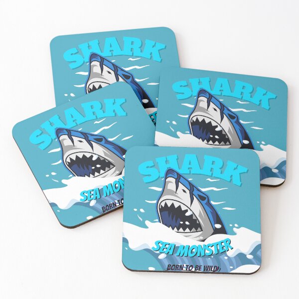 Item preview, shark sea monster, illustration of wild shark coming to the surface and passing through the waves of the sea. designed and sold by Malogue.