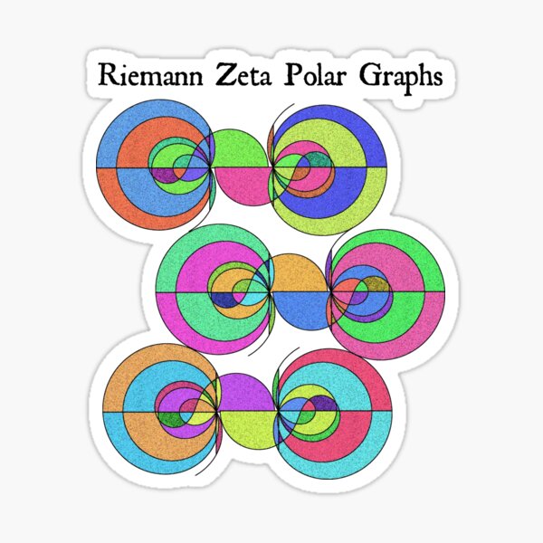 Riemann Zeta Polar Graphs Function Vintage Math Physics Black Design White Background Sticker