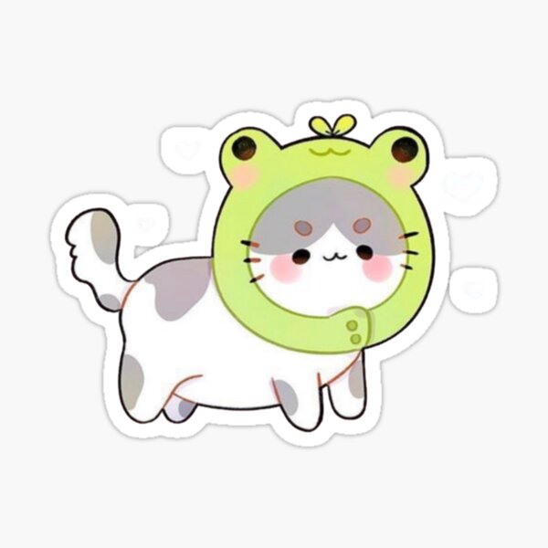 Frog Hat Cat   Sticker