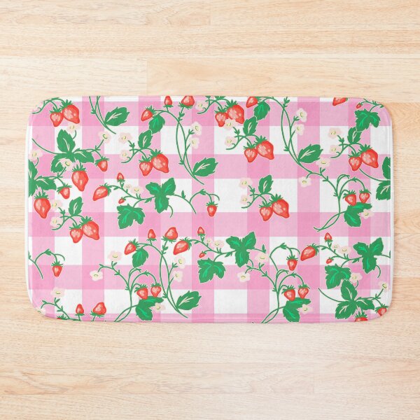 Item preview, Cottagecore Strawberry Patch on Pink Gingham designed and sold by Cass Noel Studio.