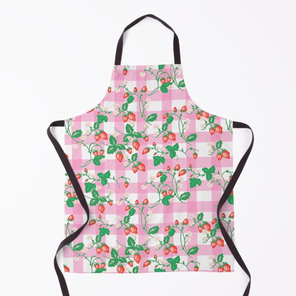 Item preview, Cottagecore Strawberry Patch on Pink Gingham designed and sold by Cass Noel Studio.