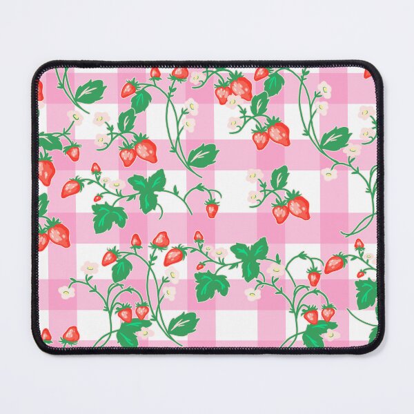 Item preview, Cottagecore Strawberry Patch on Pink Gingham designed and sold by Cass Noel Studio.