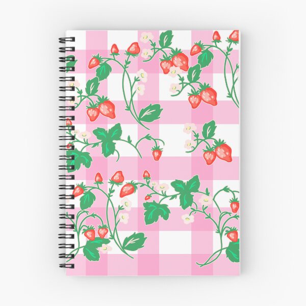 Item preview, Cottagecore Strawberry Patch on Pink Gingham designed and sold by Cass Noel Studio.
