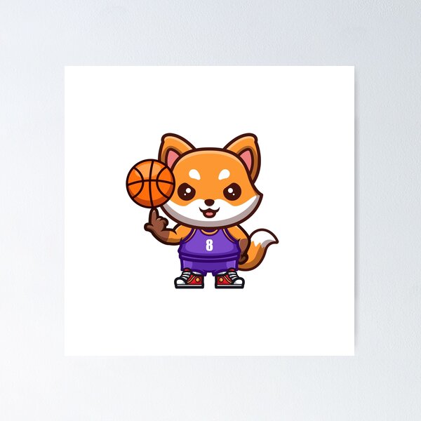 Artikelvorschau, Fox-Basketball-niedlicher Cartoon entworfen und verkauft von GumregaStudio.