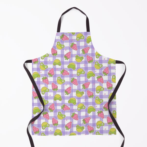 Item preview, Cottagecore Froggies and Strawberries on Purple Gingham designed and sold by Cass Noel Studio.