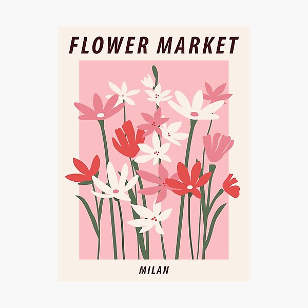 Flower market poster, Copenhagen, Posters aesthetic, Flower art, Chamomile,  Daisy art print, Floral art Poster by Kristinity Art