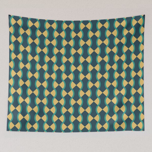 Item preview, Geometric design with wavy blue lines and colored tiles designed and sold by JohnyDas.
