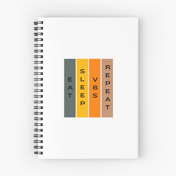 Aperçu de l'œuvre Eat Sleep VBS Repeat - Typographie colorée de l'école biblique de vacances créée et vendue par Digitalme Designs.