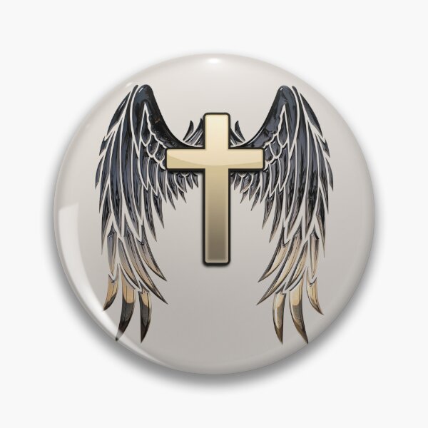 Item preview, Gold Cross with Angel Wings - Christian Graphic designed and sold by Narrow-Path.