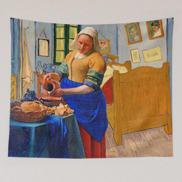 Item preview, The Milkmaid by Johannes Vermeer inside Van Gogh's Bedroom in Arles designed and sold by NickoPrints.