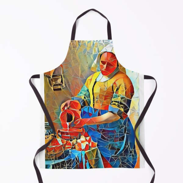 Item preview, The Milkmaid by Johannes Vermeer in the cubist style with big triangular shapes designed and sold by NickoPrints.