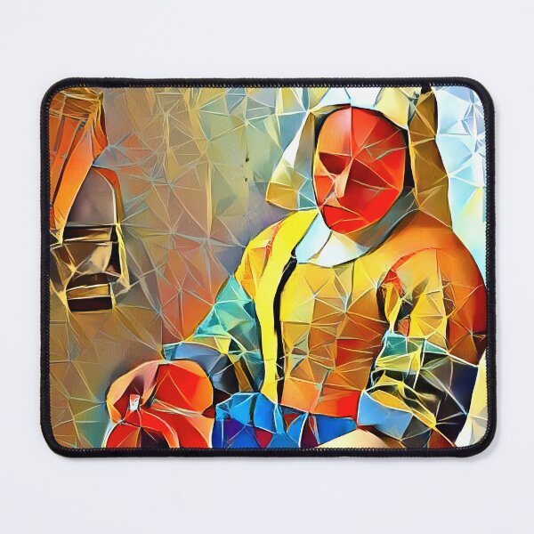 Item preview, The Milkmaid by Johannes Vermeer in the cubist style with big triangular shapes designed and sold by NickoPrints.