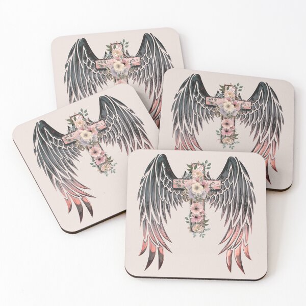 Item preview, Beautiful Floral Cross with Wings - Female Christian designed and sold by Narrow-Path.