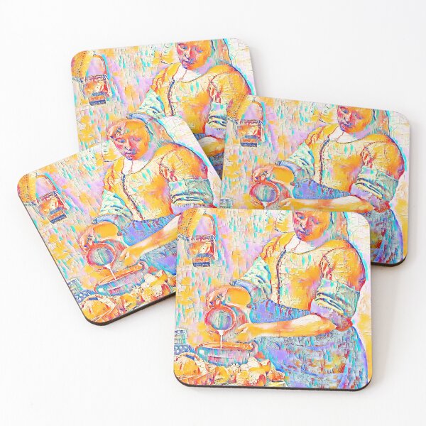 Item preview, The Milkmaid by Johannes Vermeer - colorful palette knife oil texture designed and sold by NickoPrints.