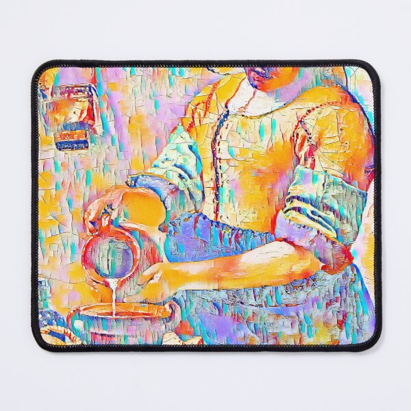 Item preview, The Milkmaid by Johannes Vermeer - colorful palette knife oil texture designed and sold by NickoPrints.